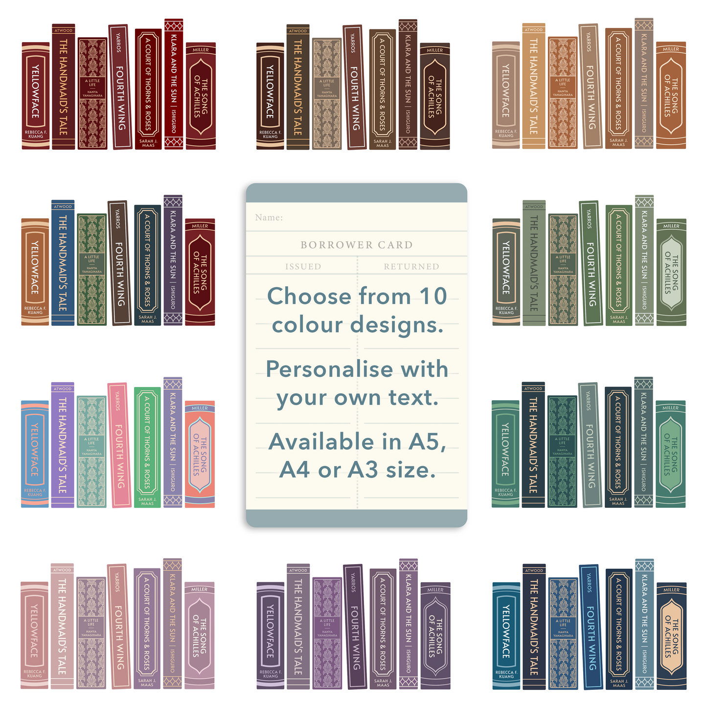Custom Bookshelf Print (Personalised Book Illustration - 7 Titles)