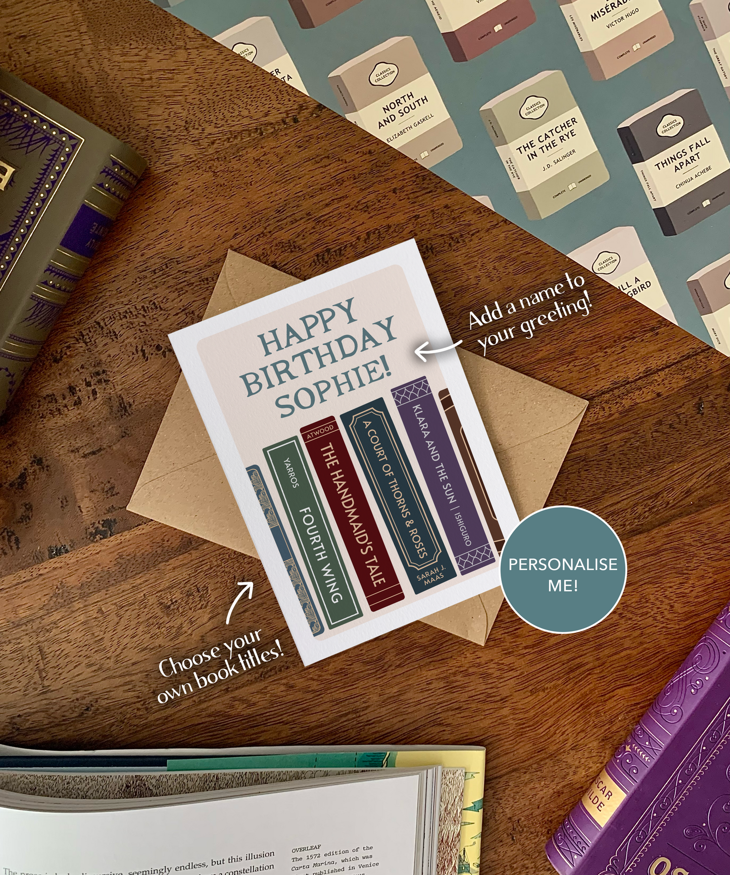 PERSONALISED Custom Book Spine Greeting Card
