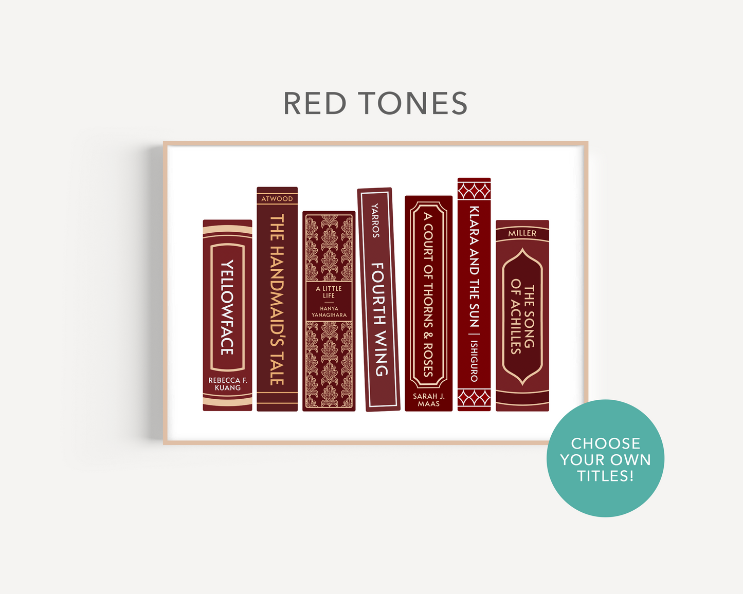 Custom Bookshelf Print (Personalised Book Illustration - 7 Titles)