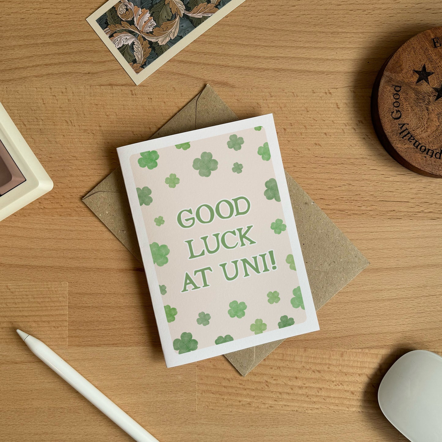Four Leaf Clover Good Luck at Uni Card