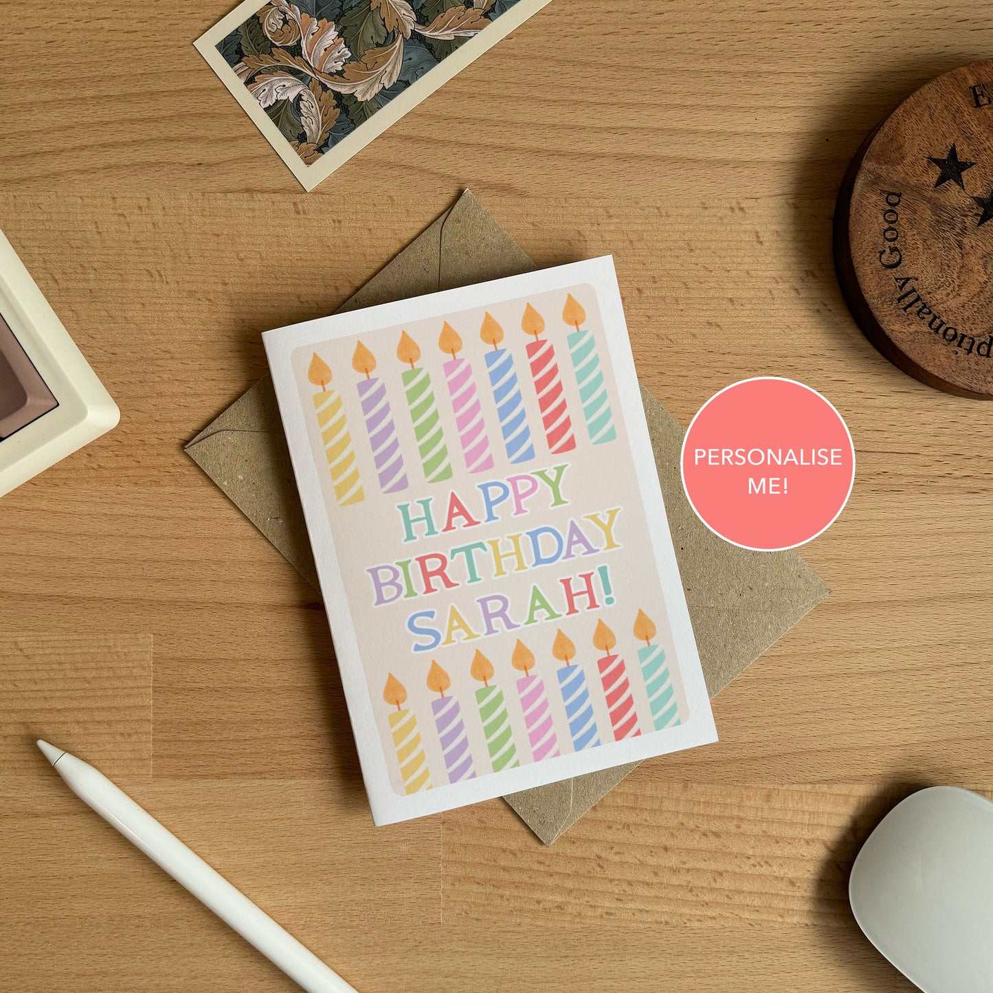 PERSONALISED Pastel Birthday Candles Card