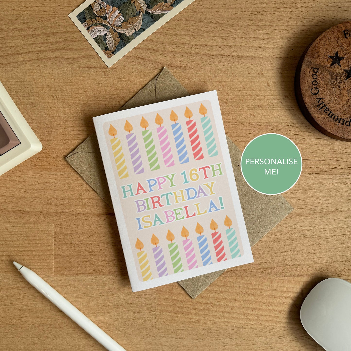 PERSONALISED Pastel Birthday Candles Card