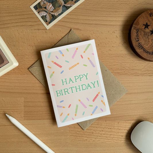 Confetti and Candles Pastel Birthday Card