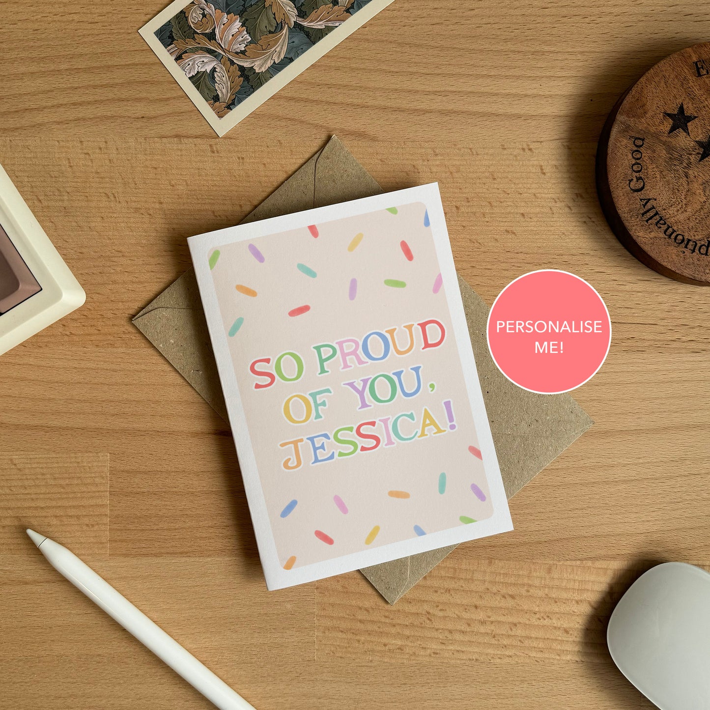 PERSONALISED Pastel Confetti So Proud of You Card