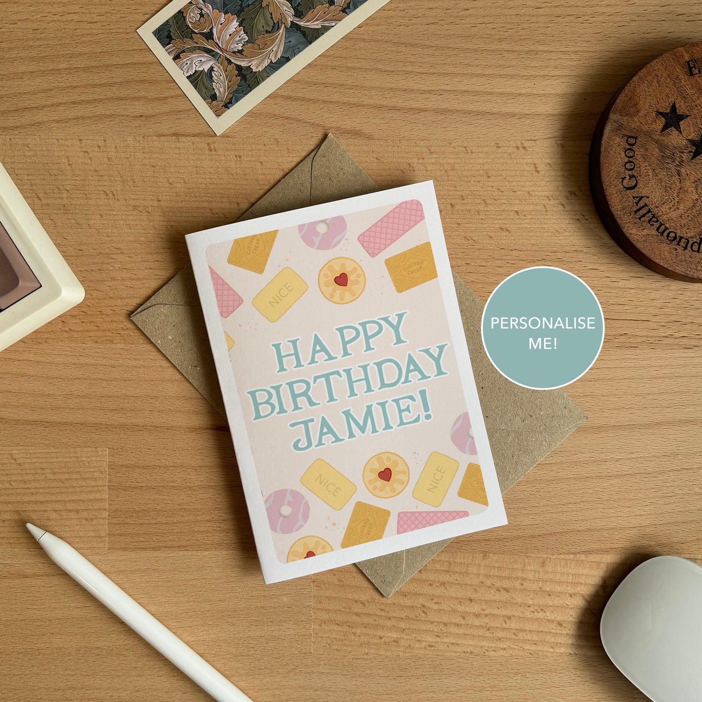 PERSONALISED British Biscuits Birthday Card