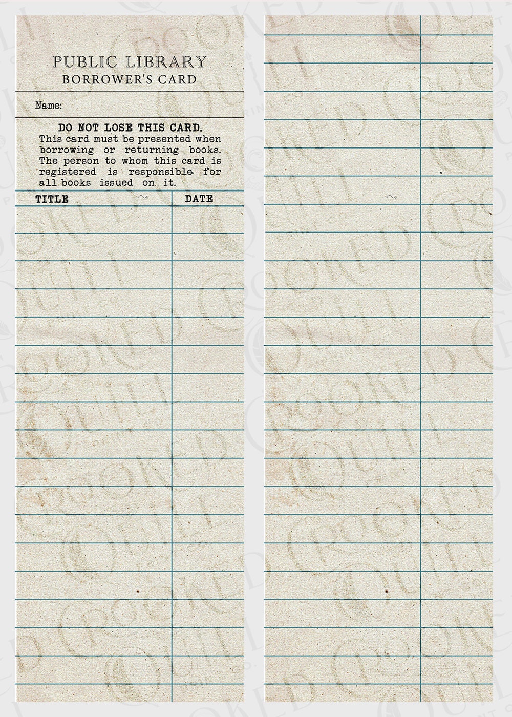 Library Card Bookmark - 2024 Book Tracker