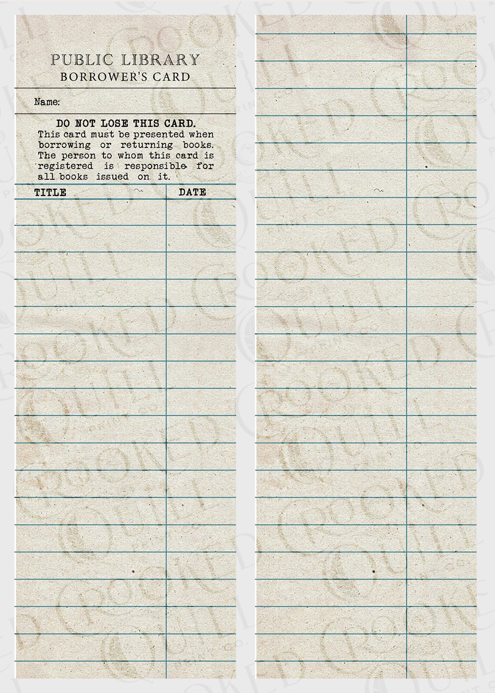Library Card Bookmark - 2025 Book Tracker