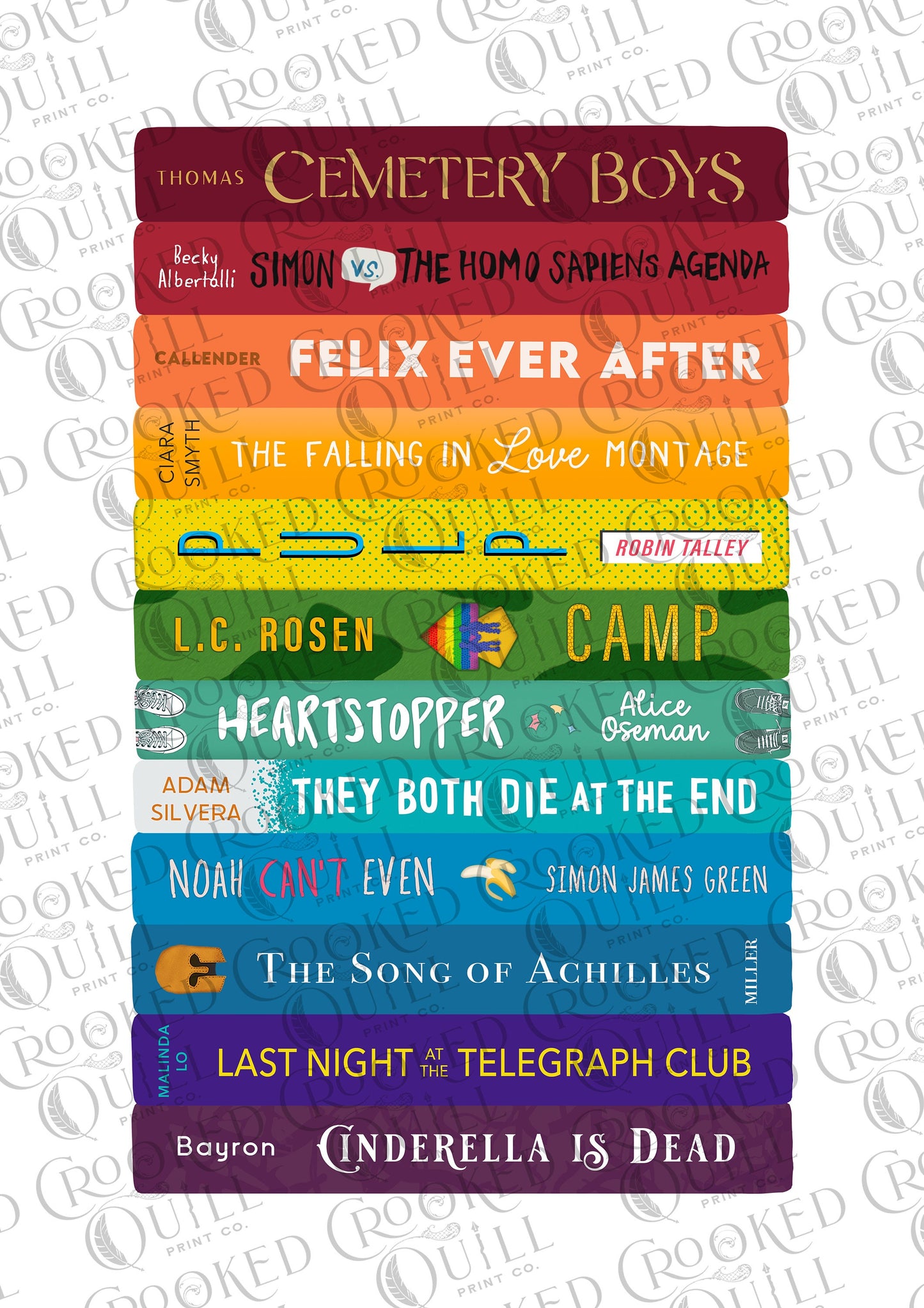 Rainbow Book Stack Print - LGBTQ+ Pride Books