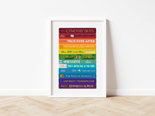 Rainbow Book Stack Print - LGBTQ+ Pride Books