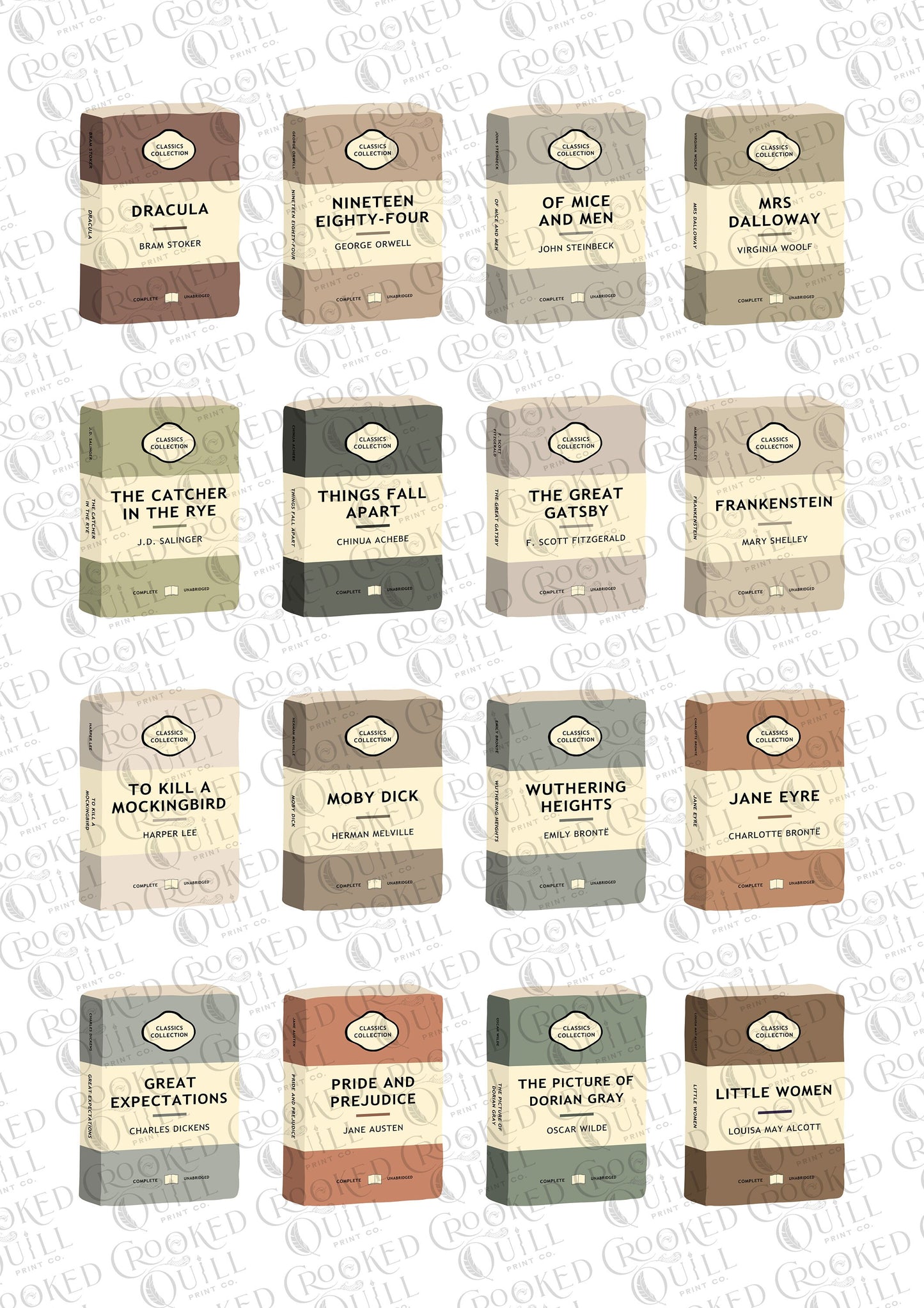 Classic Books Colour Tone Print - Choose Your Colour Theme