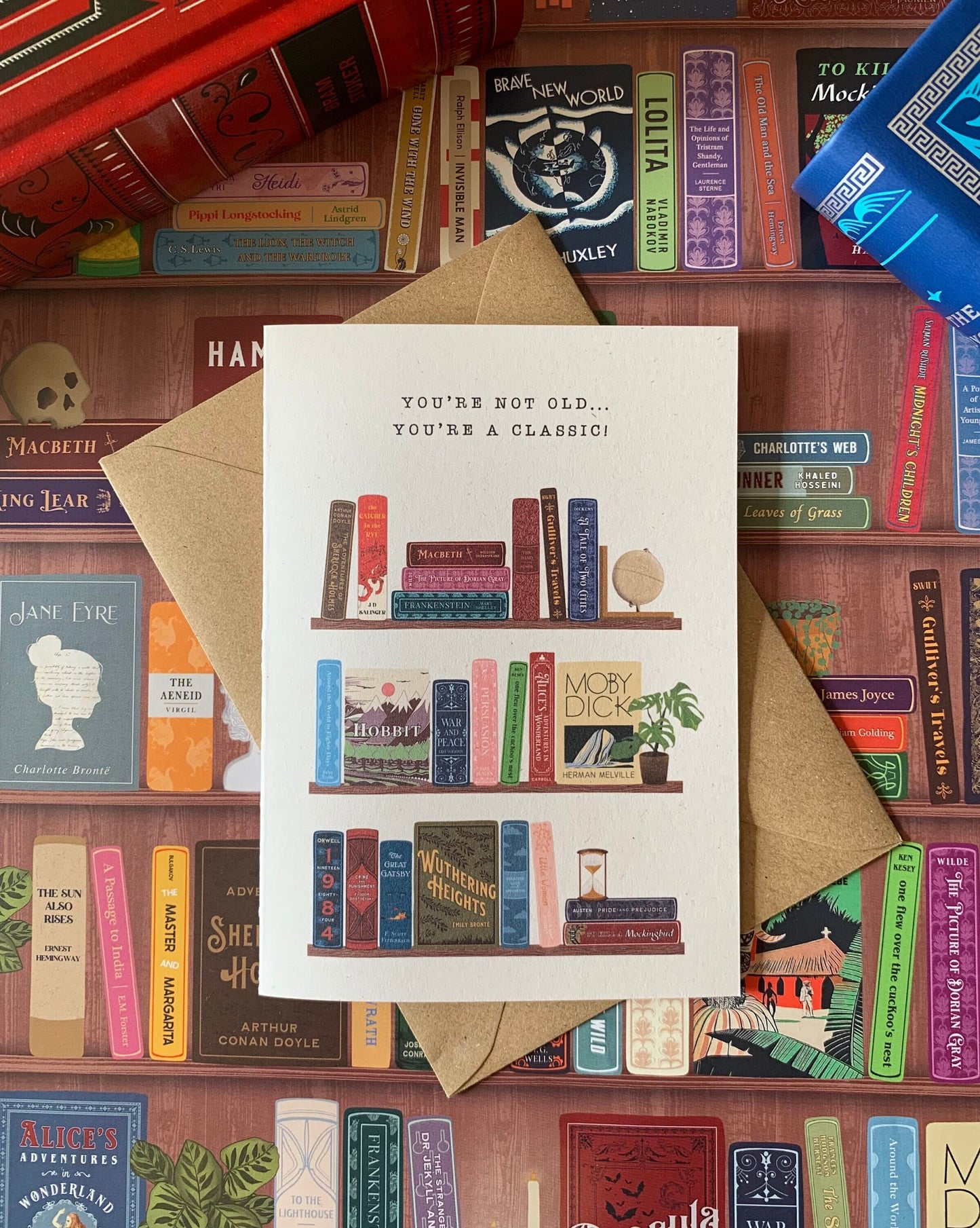 Classic Books Card - Custom Personalised Text