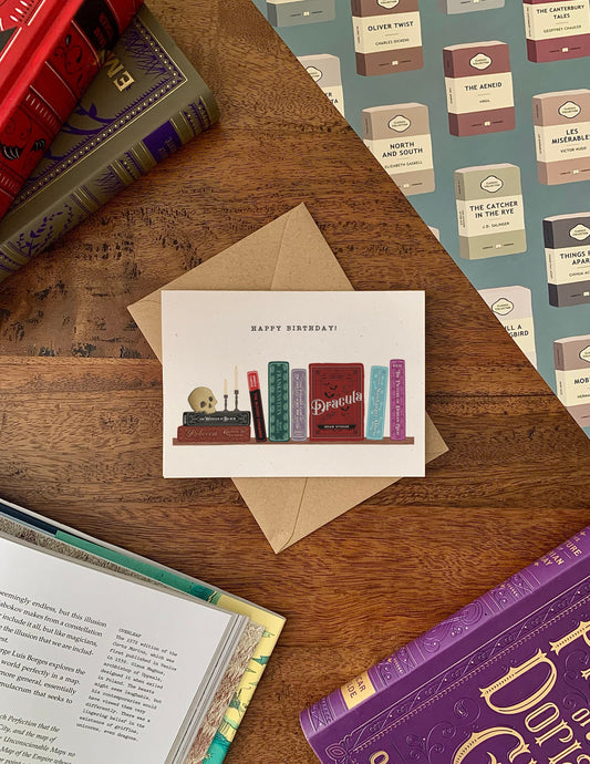 Gothic Literature Bookshelf Card - Custom Personalised Text
