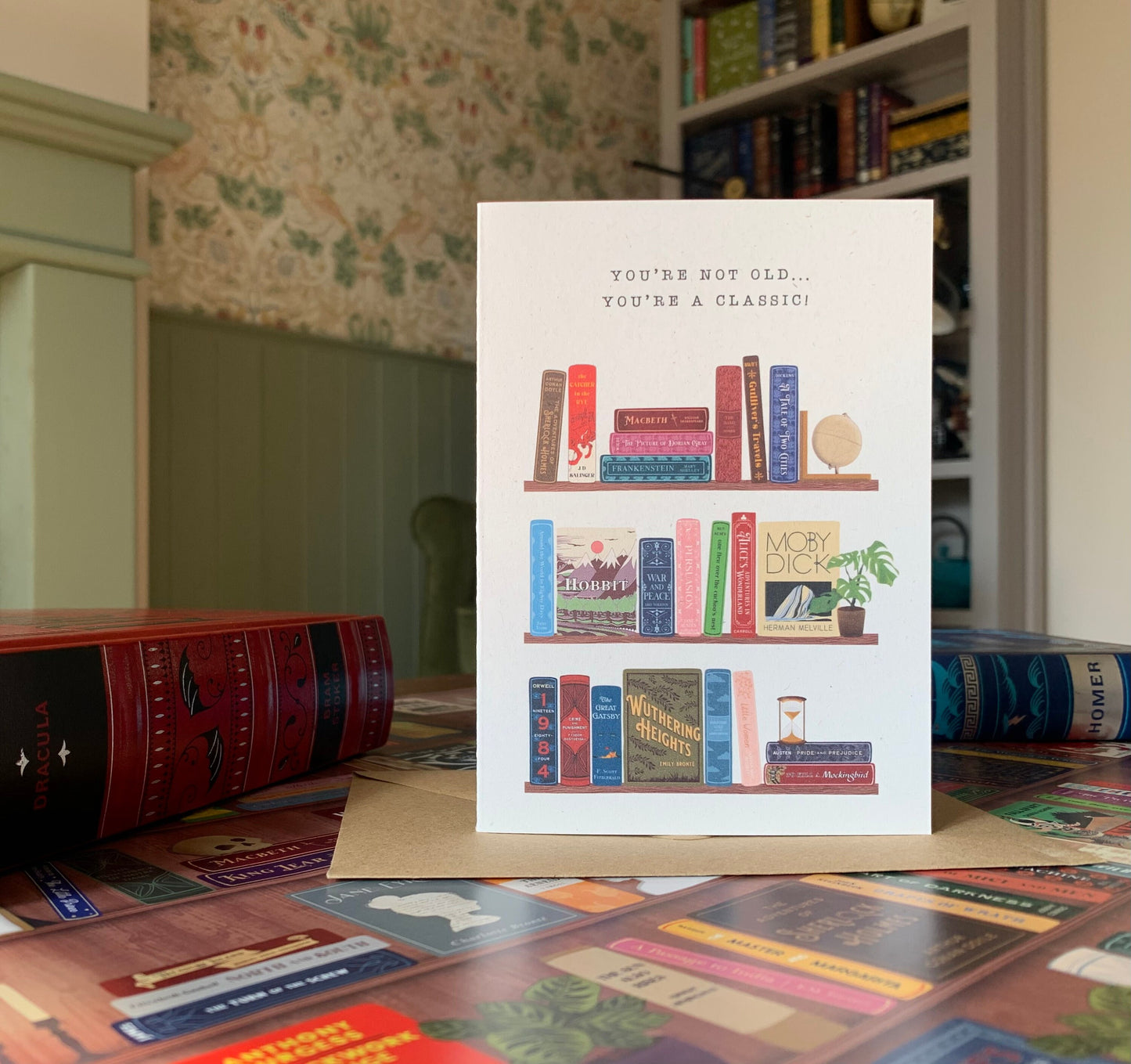 Classic Books Card - Custom Personalised Text