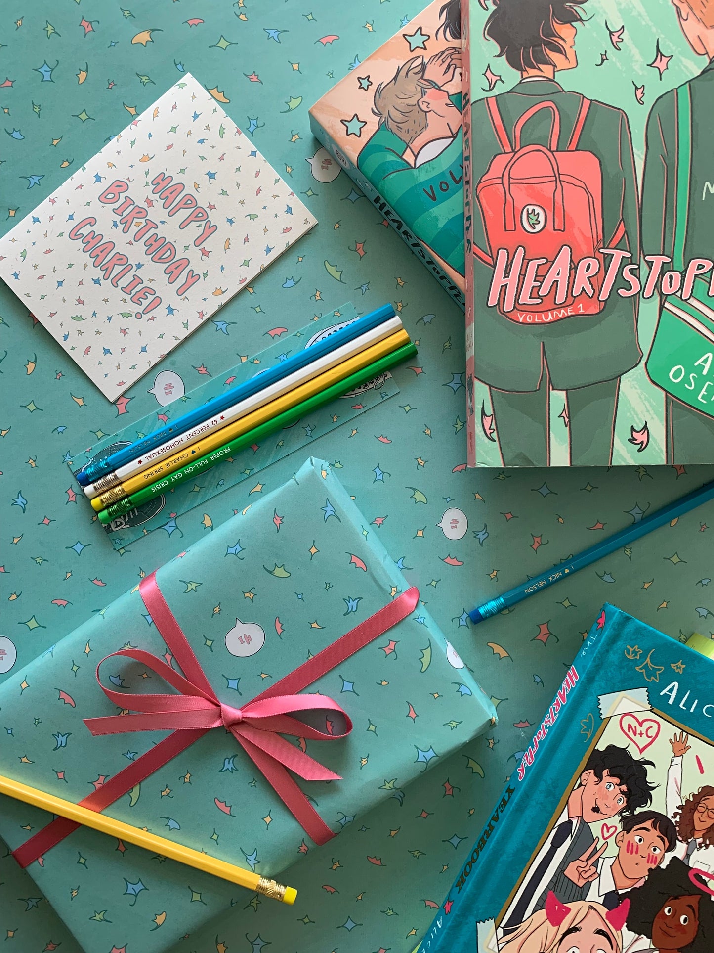 Nick & Charlie Engraved Pencils + Bookmark Bundle