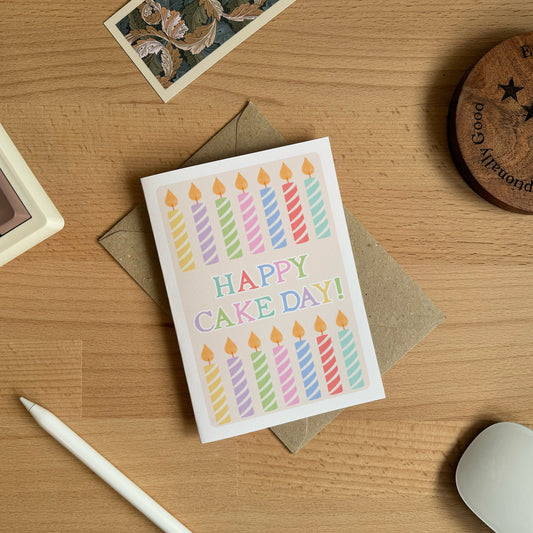 Pastel Birthday Candles Happy Cake Day Card