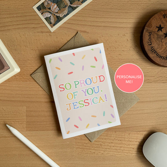PERSONALISED Pastel Confetti So Proud of You Card