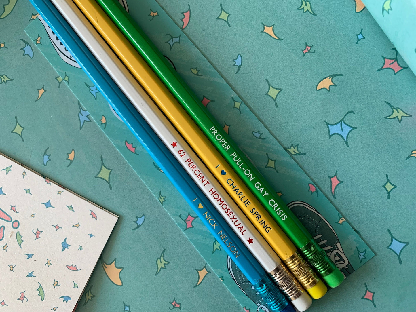 Nick & Charlie Engraved Pencils + Bookmark Bundle